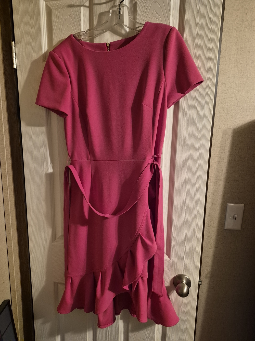 Calvin Klein Fuchsia Asymmetrical Ruffle Dress